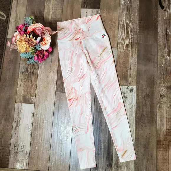 NWT Champion Pink Marble High-Rise Leggings Women's Size Small - Picture 2 of 12